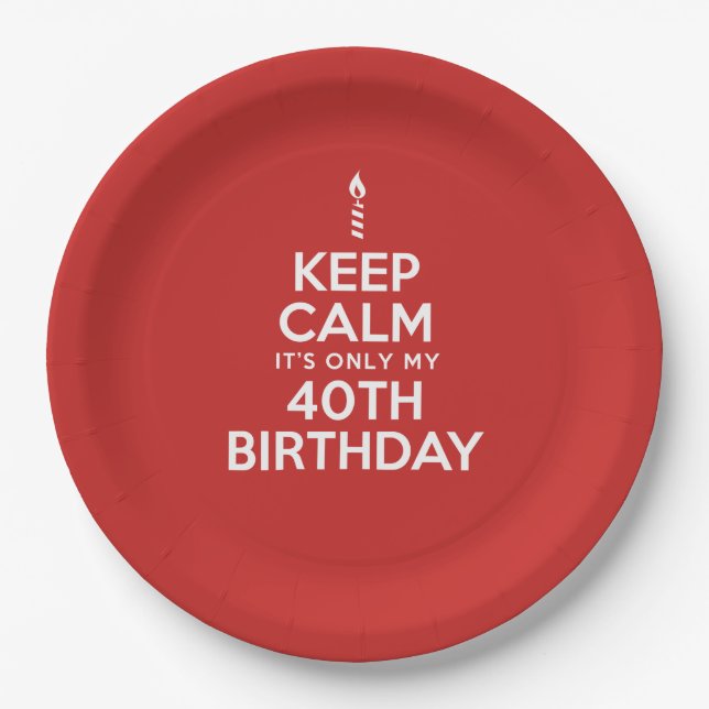 Keep Calm Only 40th Birthday Paper Plates (Front)