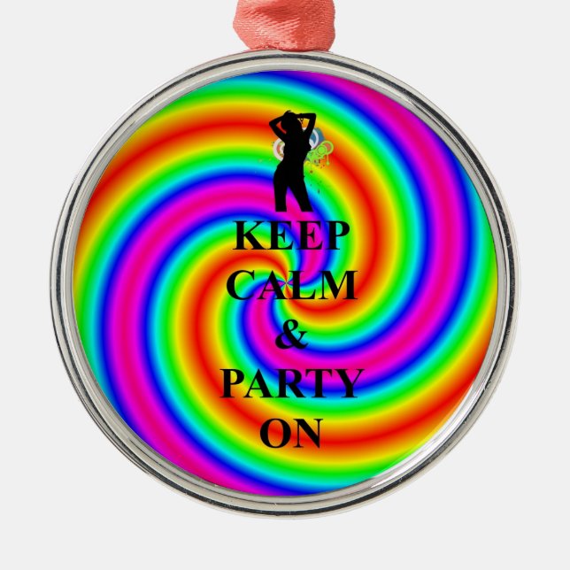 keep calm & party on metal tree decoration (Front)
