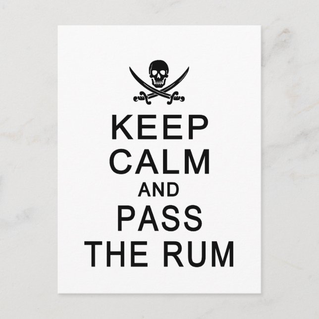 Keep Calm & Pass The Rum postcard, customise Postcard (Front)