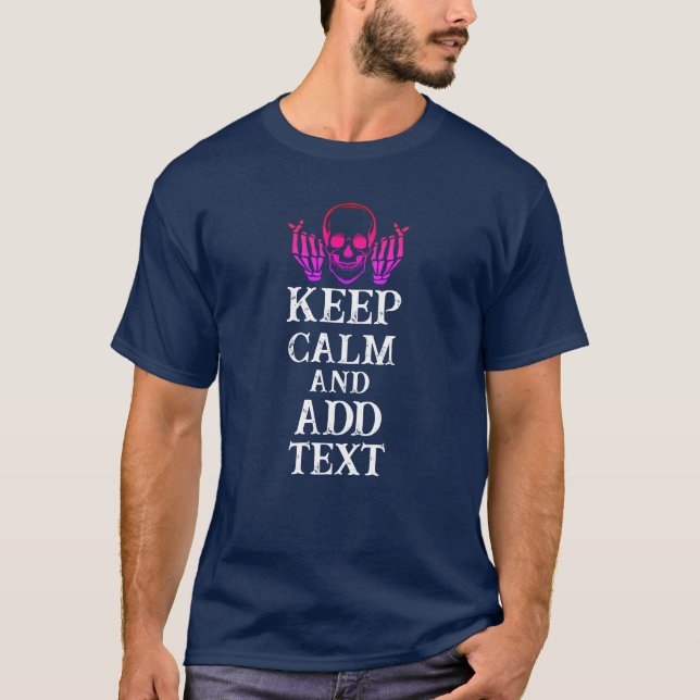 Keep Calm Personalised photo and text Navy blue T- T-Shirt (Front)
