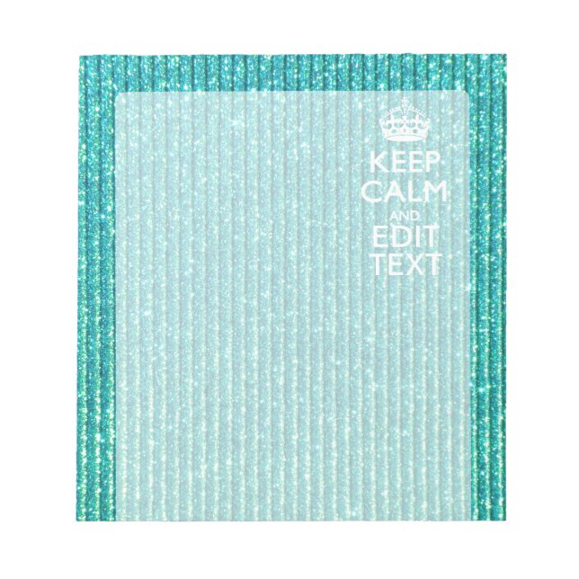 Keep Calm Personalised Text on Turquoise Notepad (Front)