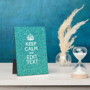 Keep Calm Personalized Text on Turquoise Plaque