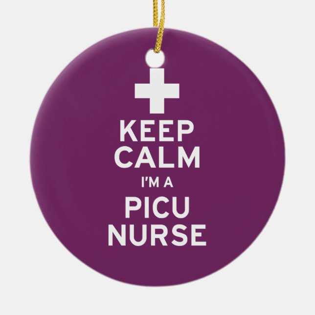 Keep Calm PICU Nurse Ceramic Tree Decoration (Front)