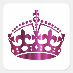 Keep Calm Pink Crown - Change background Square Sticker
