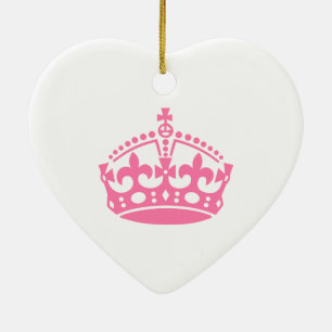Keep calm pink victory crown ceramic tree decoration