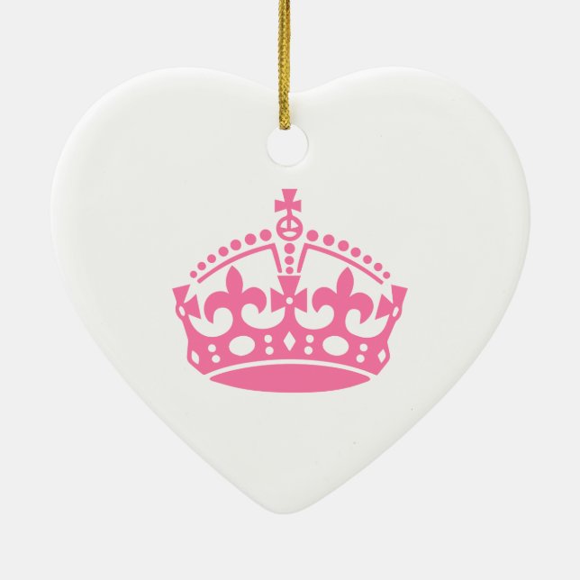 Keep calm pink victory crown ceramic tree decoration (Back)