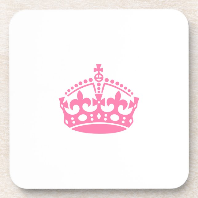 Keep calm pink victory crown coaster (Front)