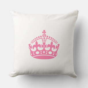 Keep calm pink victory crown cushion