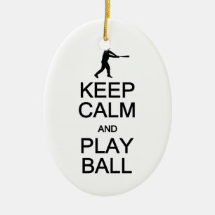 Keep Calm & Play Ball ornament, customize Ceramic Tree Decoration