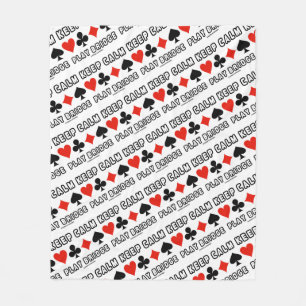 Keep Calm Play Bridge Advice Four Card Suits Fleece Blanket