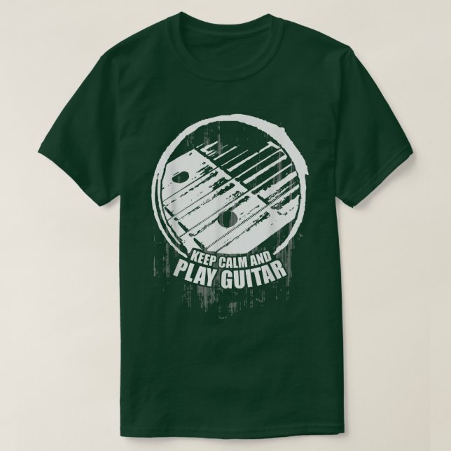 Keep Calm Play Guitar Ukulele Plectron Musician Re T-Shirt (Design Front)