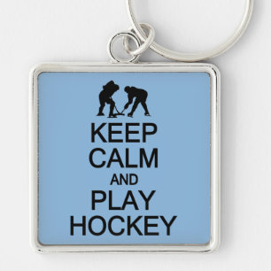 Keep Calm & Play Hockey custom colour key chain