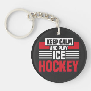 Keep Calm Play Hockey Key Ring