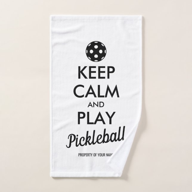 Keep calm play pickleball funny hand towel gift (Hand Towel)
