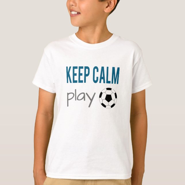 Keep Calm Play Soccer Unisex Kids LS Tee (Front)