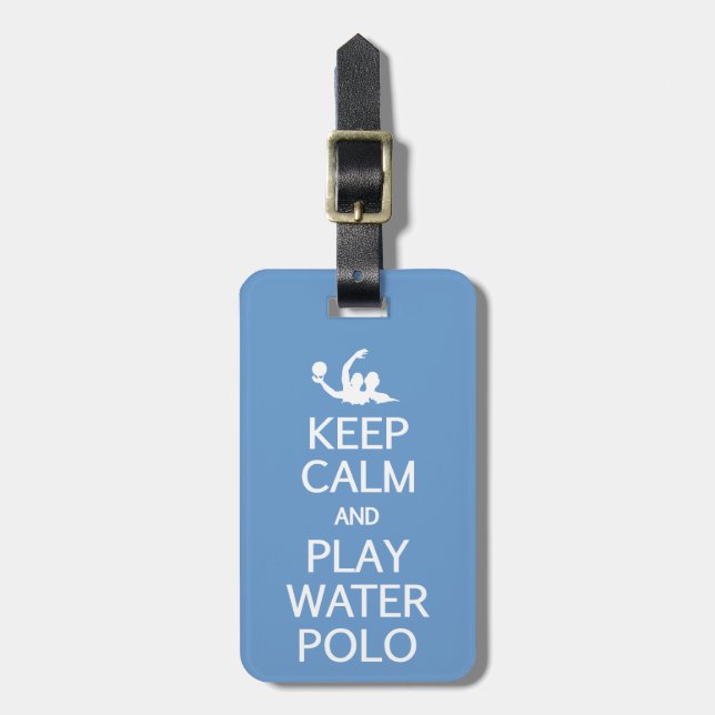 Keep Calm & Play Water Polo custom luggage tag (Front Vertical)