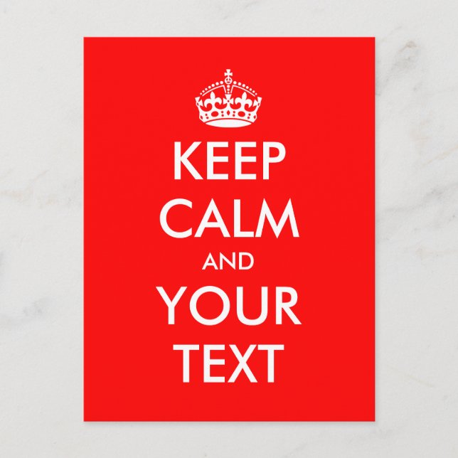 Keep calm postcard | Personalizable text design (Front)