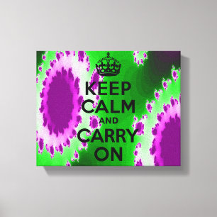 Keep Calm Purple and Green Abstract Canvas Print