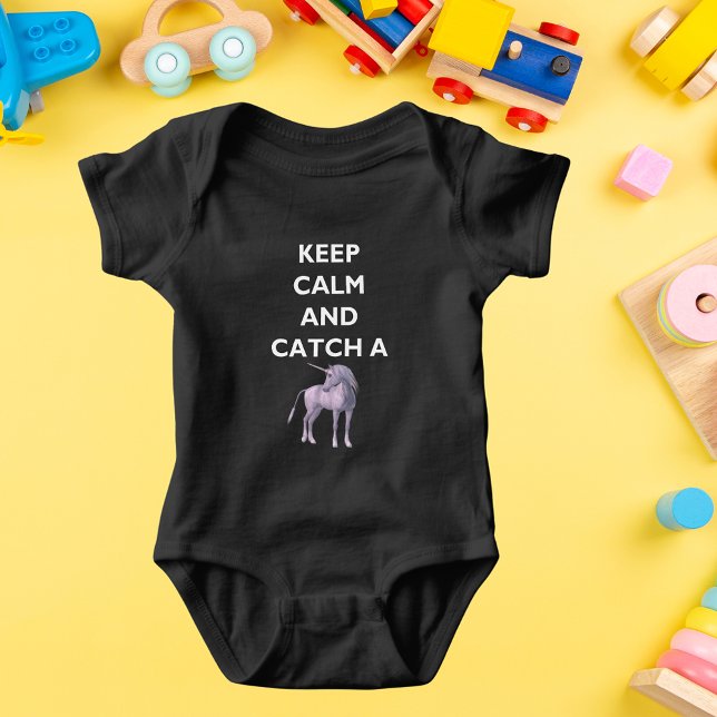 Keep Calm & Purple Unicorn Baby Dark Bodysuit (Keep Calm & Purple Unicorn Baby Dark Bodysuit)