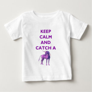 Keep Calm, Purple Unicorn Baby Fine Jersey T-Shirt