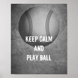 keep calm quote poster baseball grey and white