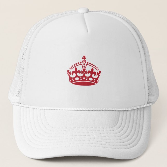 Keep calm red victory crown trucker hat (Front)