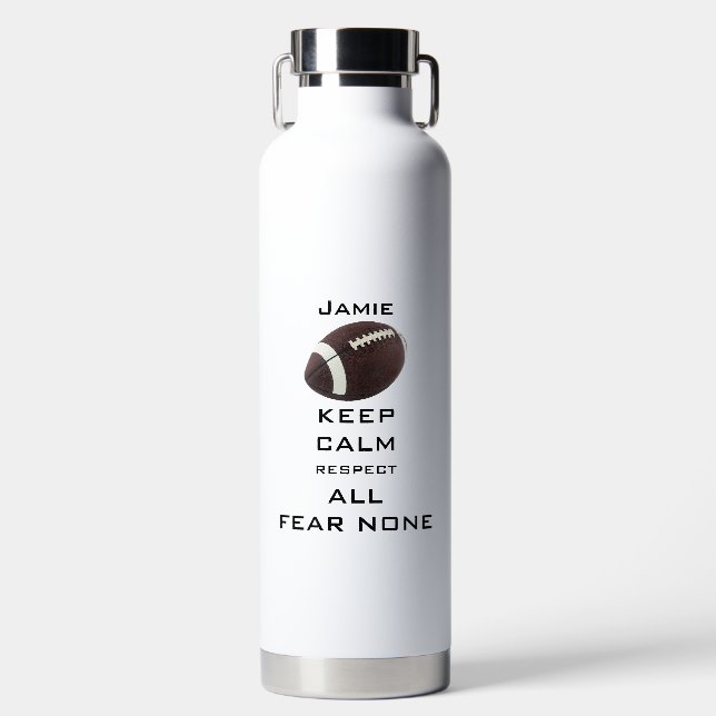 KEEP CALM RESPECT ALL FEAR NONE FOOTBALL ALUMINUM  WATER BOTTLE (Front)