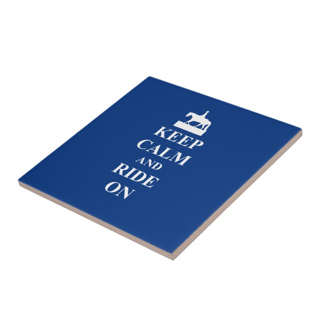 Keep calm & ride on (blue) tile (Side)