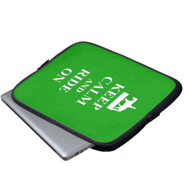 Keep calm & ride on laptop sleeve (Front Bottom)
