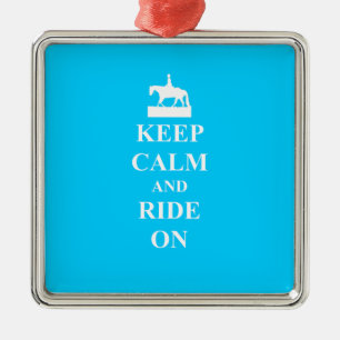 Keep calm & ride on (light blue) metal tree decoration