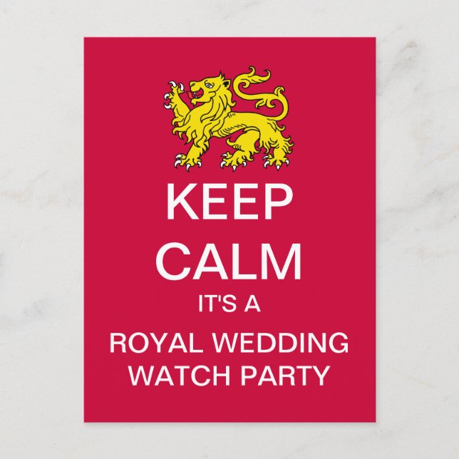 KEEP CALM Royal Wedding Watch Party Postcard (Front)