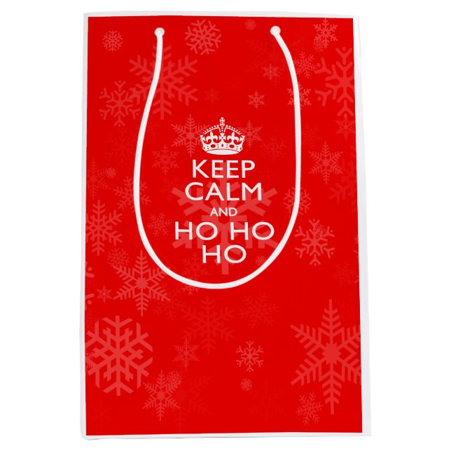Keep Calm Saying for the Holidays Indeed Medium Gift Bag (Front)