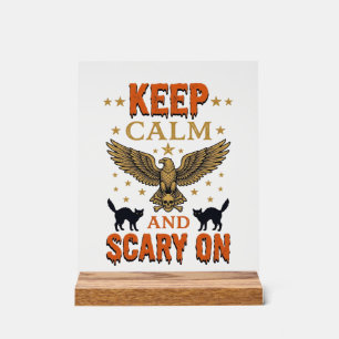 Keep Calm Scary On Vintage Halloween Vector Design Acrylic Sign