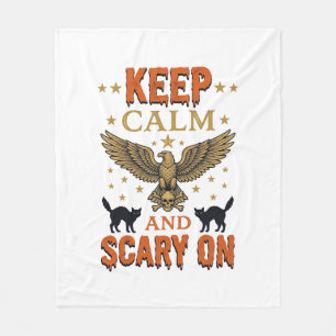 Keep Calm Scary On Vintage Halloween Vector Design Fleece Blanket