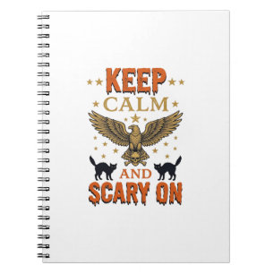 Keep Calm Scary On Vintage Halloween Vector Design Notebook