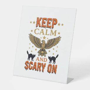 Keep Calm Scary On Vintage Halloween Vector Design Pedestal Sign