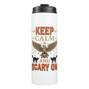 Keep Calm Scary On Vintage Halloween Vector Design Thermal Tumbler