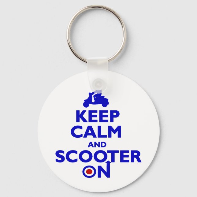 Keep Calm Scooter On (Blue) Keychain (Front)