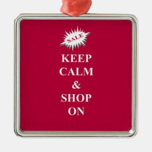 keep calm & shop on metal tree decoration