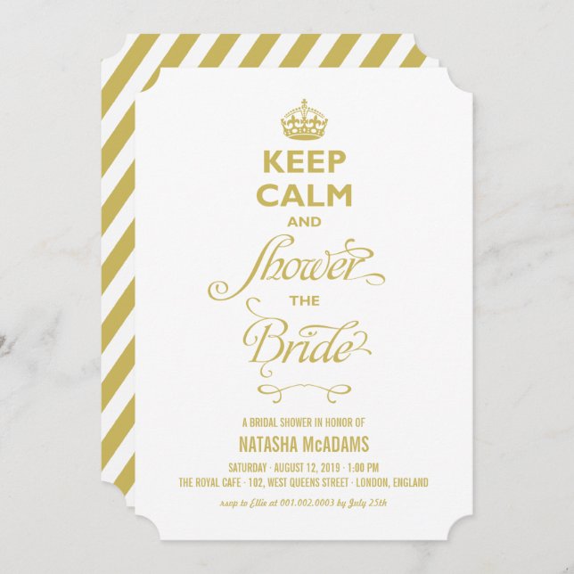 Keep Calm Shower The Bride Funny Bridal Shower Invitation (Front/Back)