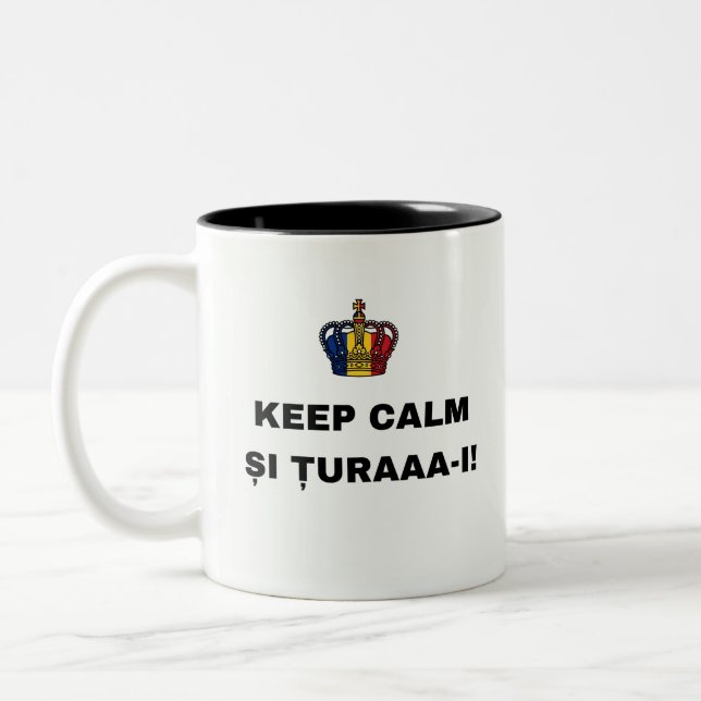 KEEP CALM ȘI ȚURAAA-I! Two-Tone COFFEE MUG (Left)