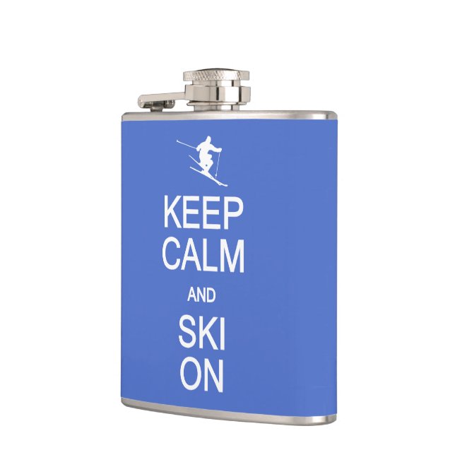 Keep Calm & Ski On custom flask (Left)