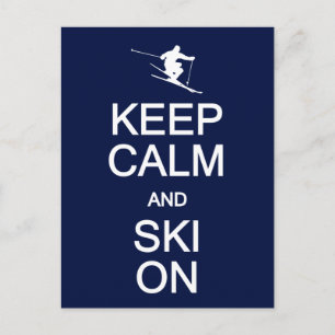 Keep Calm & Ski On postcard, customise Postcard