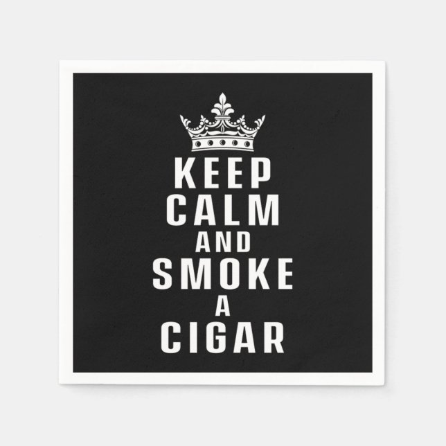 Keep Calm Smoke Cigar Smoker Humidor Cutter Gift Napkin (Front)