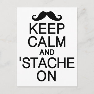 Keep Calm & 'Stache On postcard, customise Postcard
