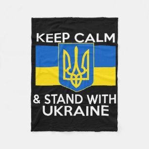Keep Calm Stand With Ukraine Flag Coat Of Arms Sup Fleece Blanket