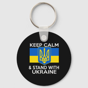 Keep Calm Stand With Ukraine Flag Coat Of Arms Sup Key Ring