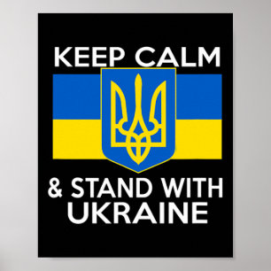 Keep Calm Stand With Ukraine Flag Coat Of Arms Sup Poster