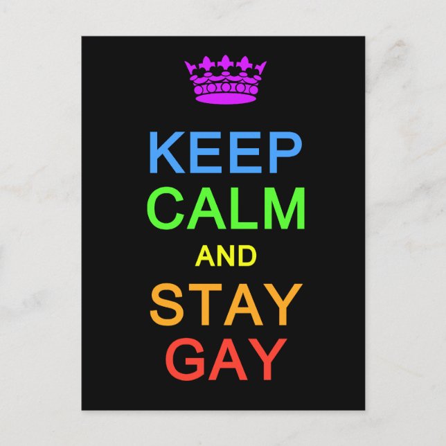 Keep Calm & Stay Gay postcard, customise Postcard (Front)