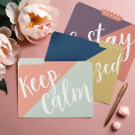 Keep Calm & Stay Organised Modern Trendy Abstract File Folder<br><div class="desc">Clean, modern and trendy file folder set designed with bold complementary colours with the inspiration typographic message "Keep Calm & Stay Organised" in a stylish, bold and trendy script font. The words are displayed on each of the three folders to complete the message. The colours of each folder are diagonally...</div>
